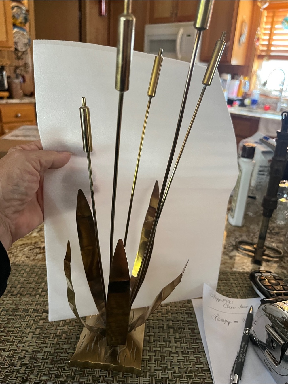 Vintage brass cattails unique